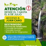 Restricción Temporal en Senderos del Área Natural Juan Caro por Mantenimiento y Seguridad